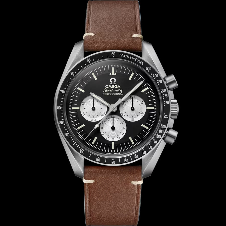 Omega 18mm buckle polished / brushed steel applied logo vintage style