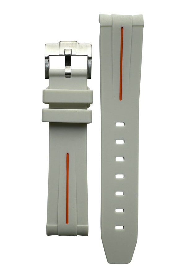 MoonSwatch Strap - Rubber - Light Grey With Orange Stripe