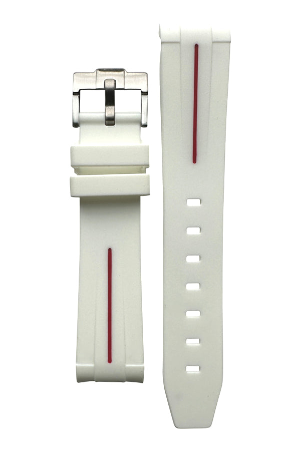 MoonSwatch Strap - Rubber - White With Red Stripe