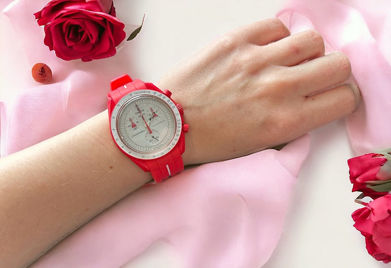 MoonSwatch Strap - Rubber - Red With White Stripe