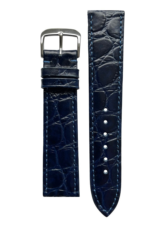 Watch Strap Happel Bahia Crocodile Print Leather | Blue
