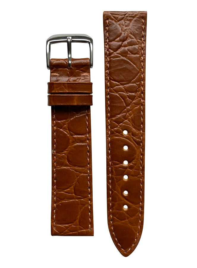 Watch Strap Happel Bahia Crocodile Print Leather | Mahogany