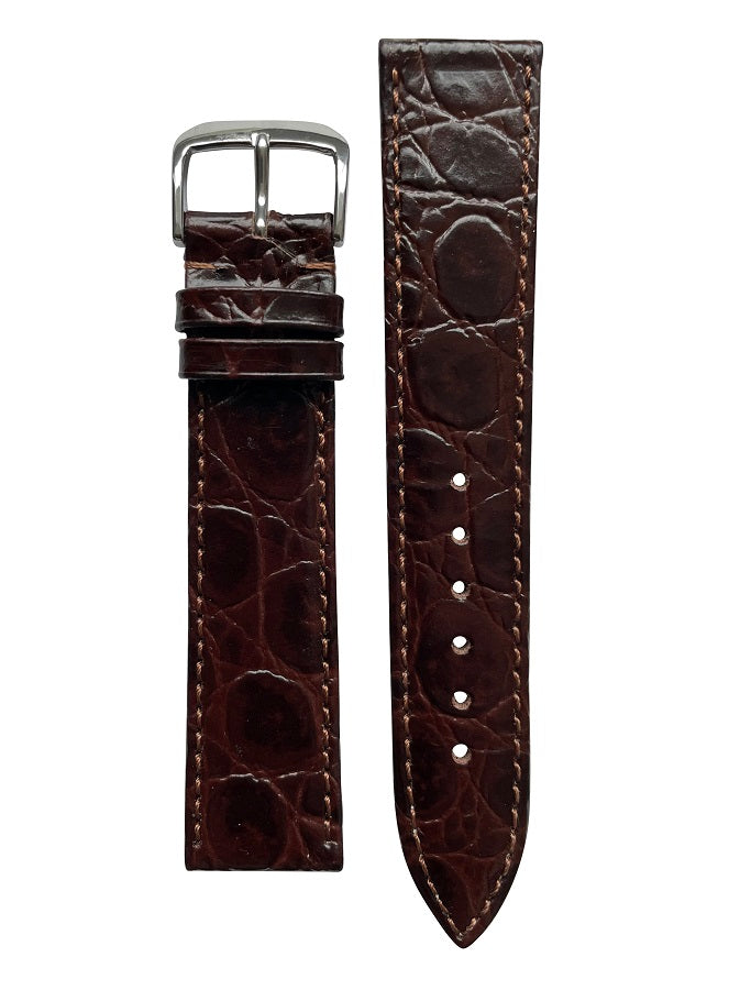 Watch Strap Happel Bahia Crocodile Print Leather | Mocha