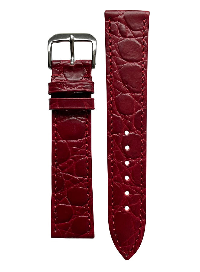 Watch Strap Happel Bahia Crocodile Print Leather | Red
