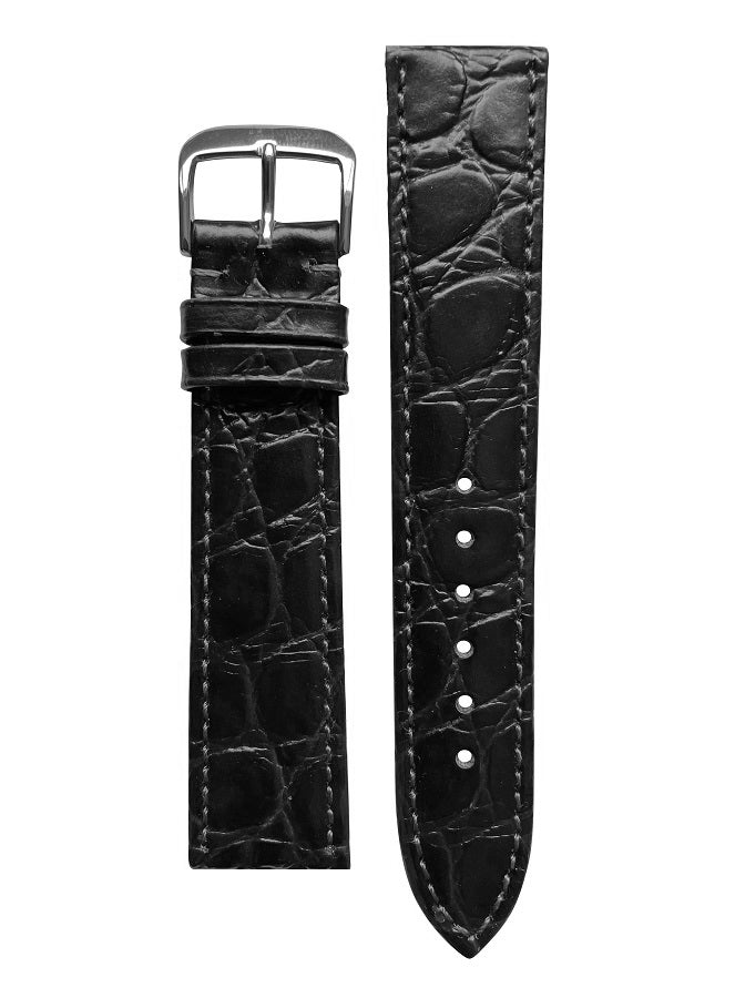 Watch Strap Happel Bahia Crocodile Print Leather | Black