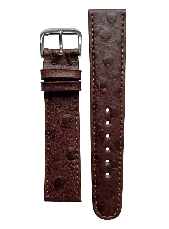 Watch Strap Happel Dundee Ostrich Print Leather | Mocha