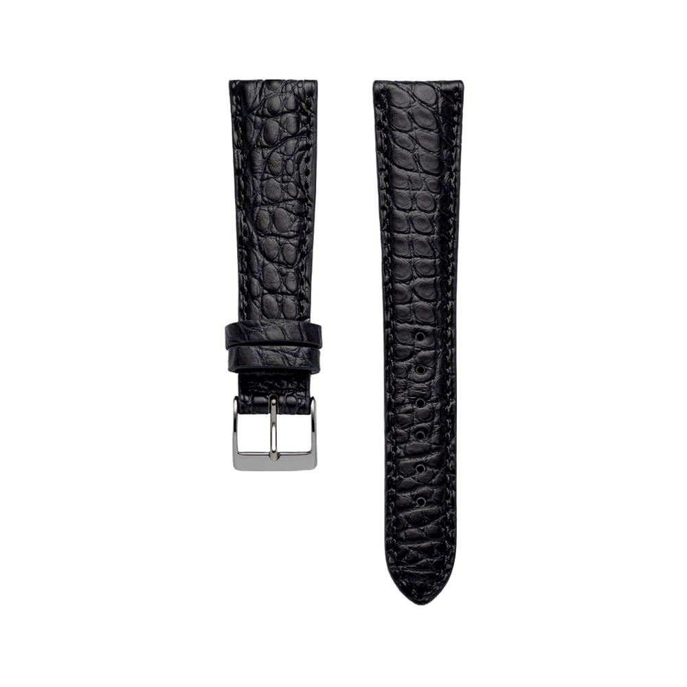 Horlogeband Leer by STRPS® - Louisiana Alligator - Bruin & Zwart