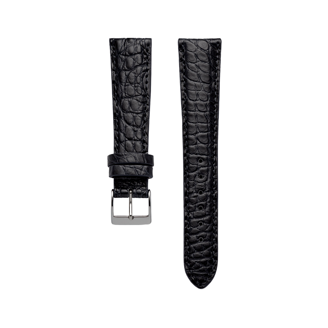 Horlogeband Leer by STRPS® - Louisiana Alligator - Bruin & Zwart