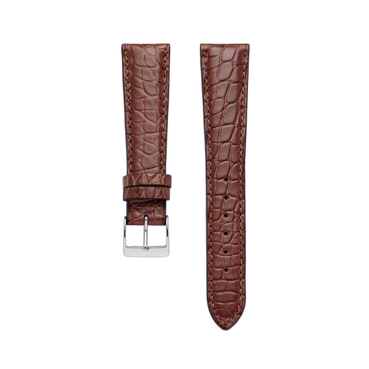 Horlogeband Leer by STRPS® - Louisiana Alligator - Bruin & Zwart