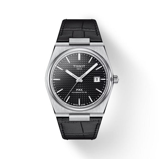 Tissot PRX Leer Zwart
