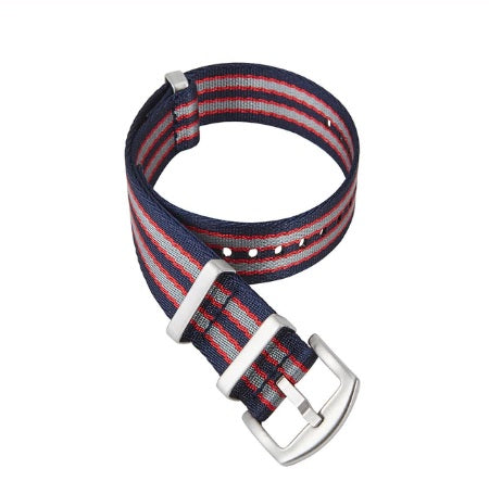 Premium NATO-band - Blauw / Rood / Grijs