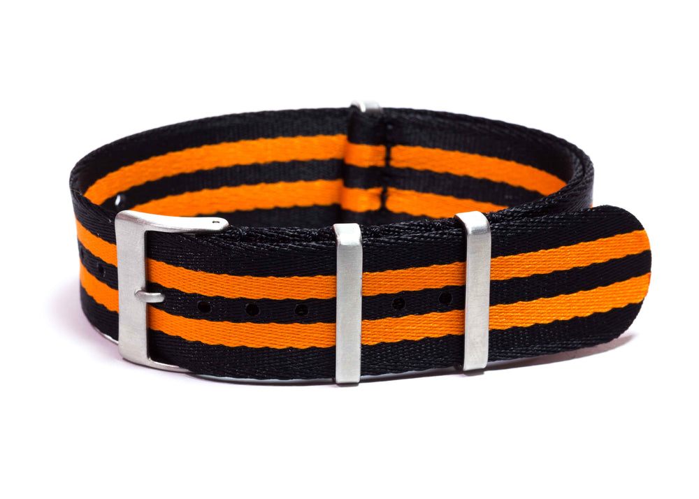 Premium Slim NATO Strap - Orange and black
