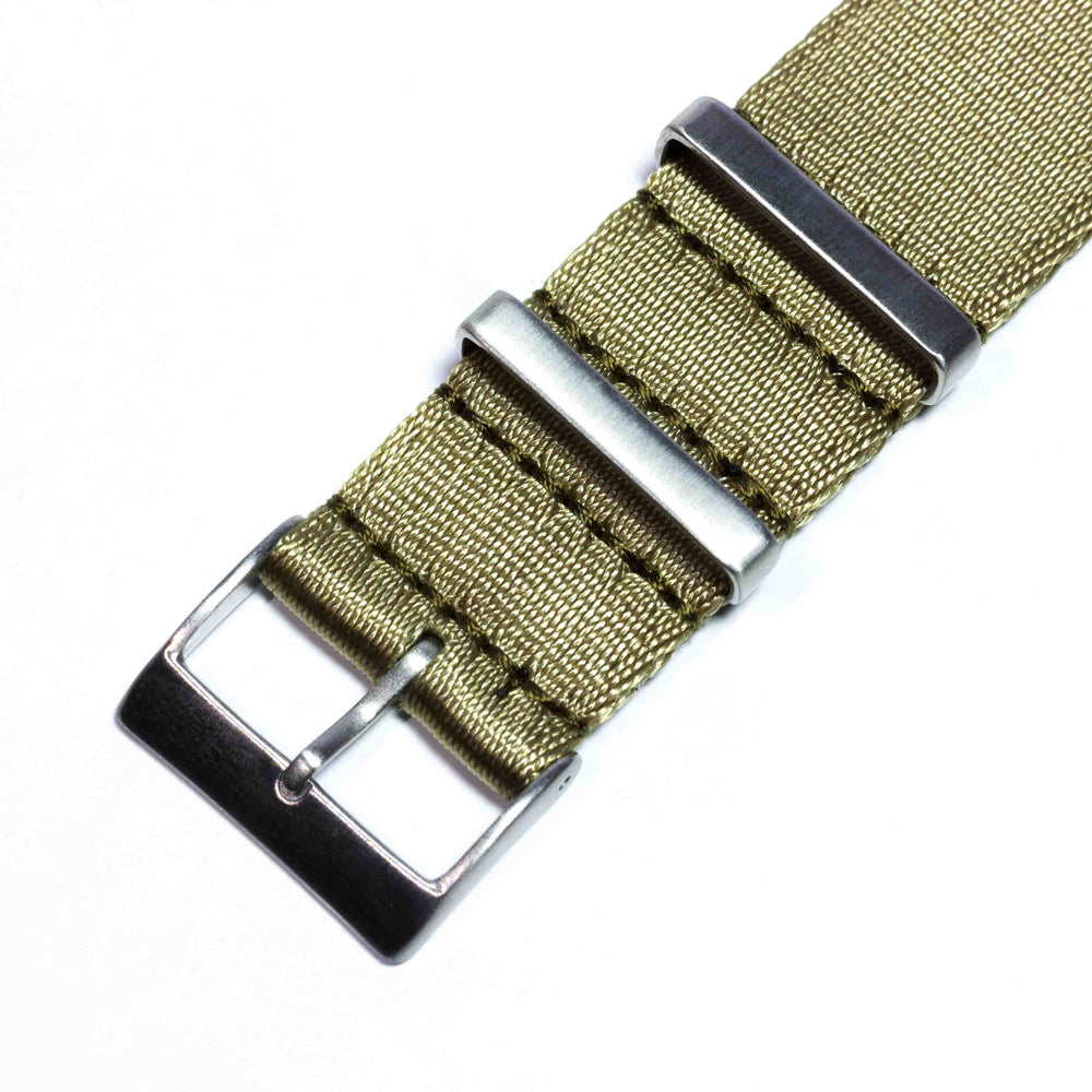 Premium Slim NATO Strap - Kaki / Goudachtig