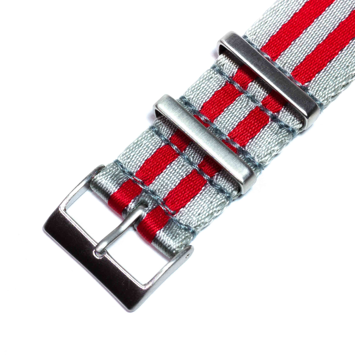 Premium Slim NATO Strap - Rood / Grijs