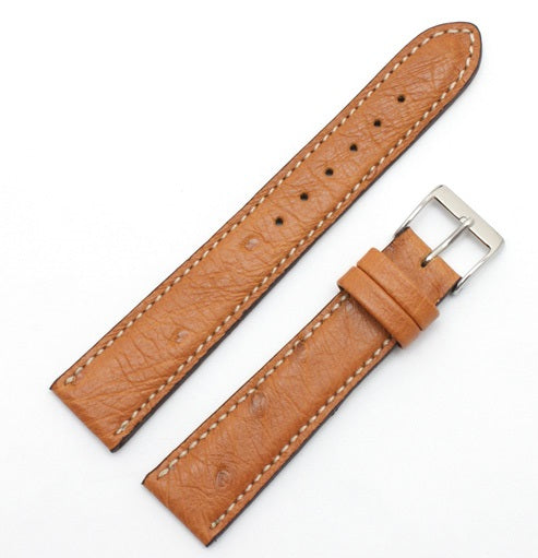 Horlogeband Leer by STRPS® - Struisvogel Leer  - Honey