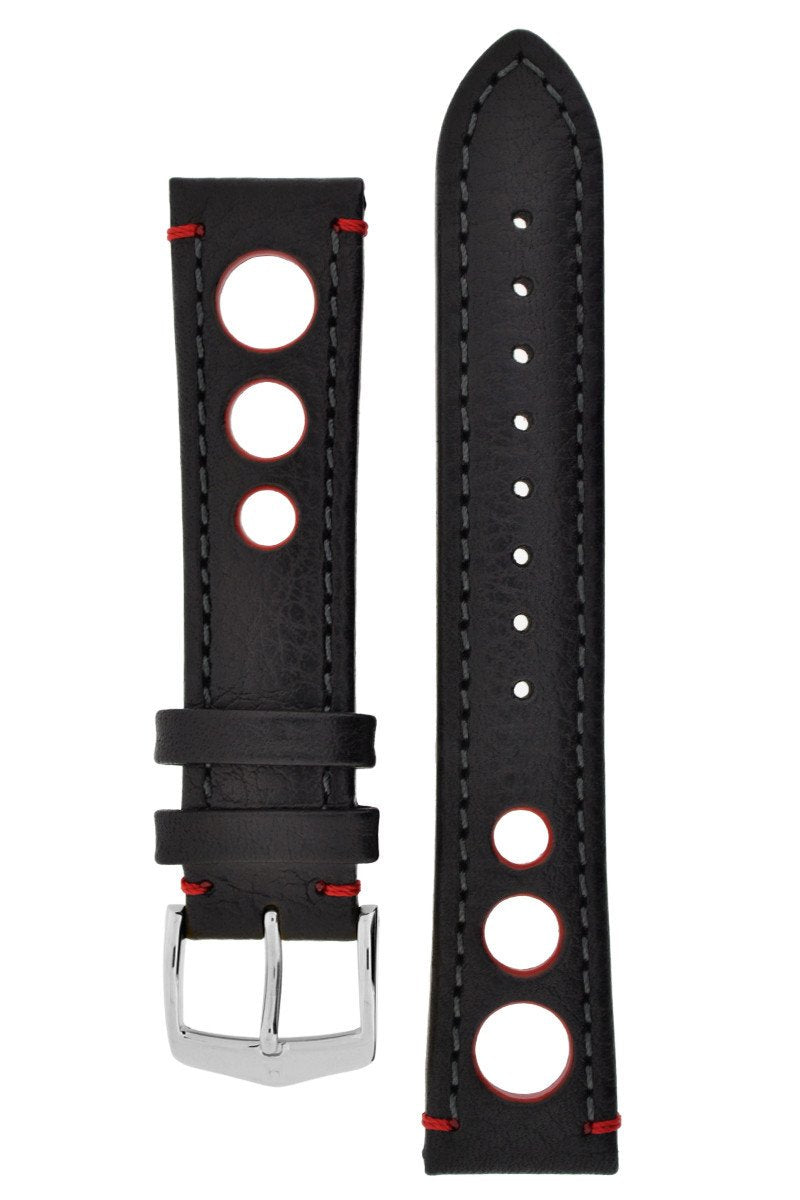 Watch Strap Hirsch Rally Leather - Black/Red