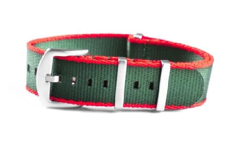 Premium NATO Strap - Groen / Rood