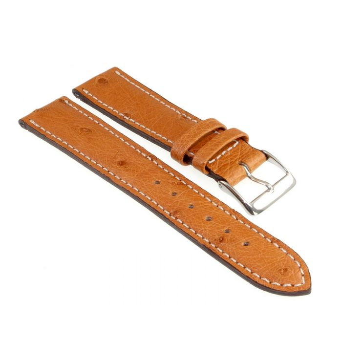 Horlogeband Leer by STRPS® - Struisvogel Leer  - Honey