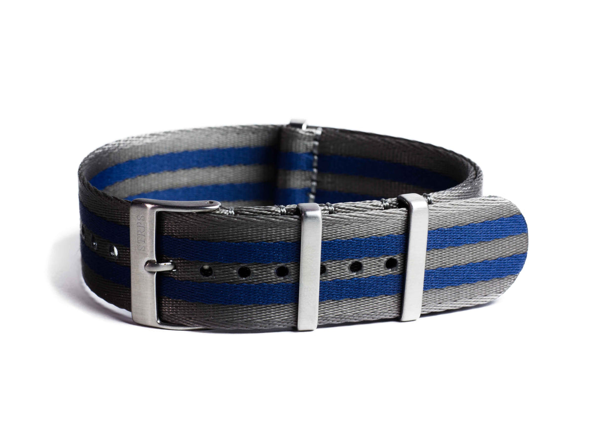 Premium Slim NATO Strap - Grey / Blue
