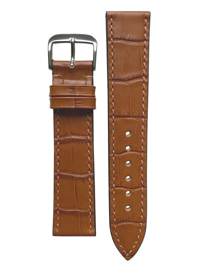 Horlogeband Happel Tampa Alligator Print Leer | Cognac