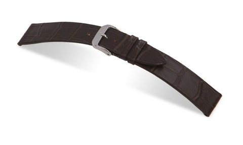 Happel Charleston Matte Alligator Print Watch Strap in Mocha colour