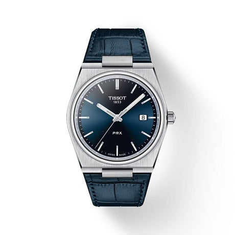 Tissot PRX Leer Blauw