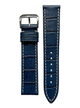 Horlogeband Happel Saboga Alligator Print Leer | Blauw