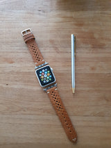 Apple Watch Strap - Racing Vintage Leather - Tobacco & Dark Brown & Black