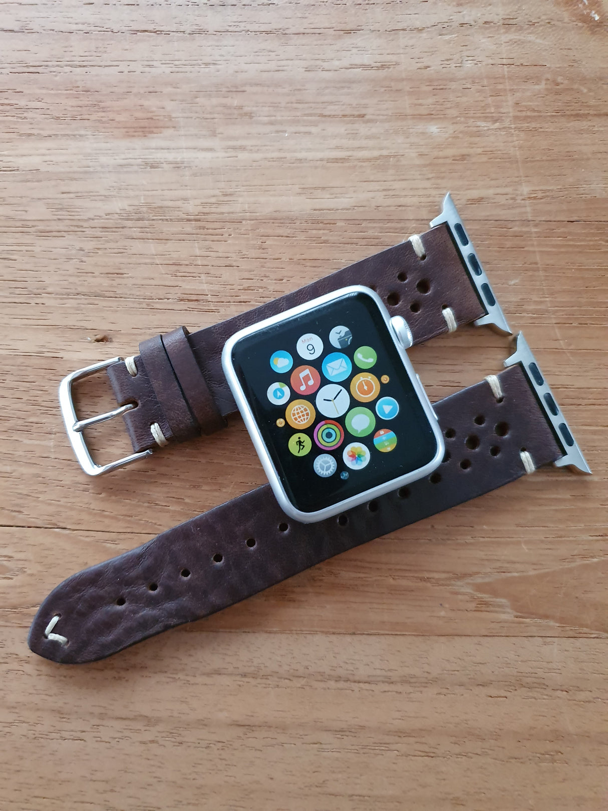 Apple Watch Strap - Racing Vintage Leather - Tobacco & Dark Brown & Black