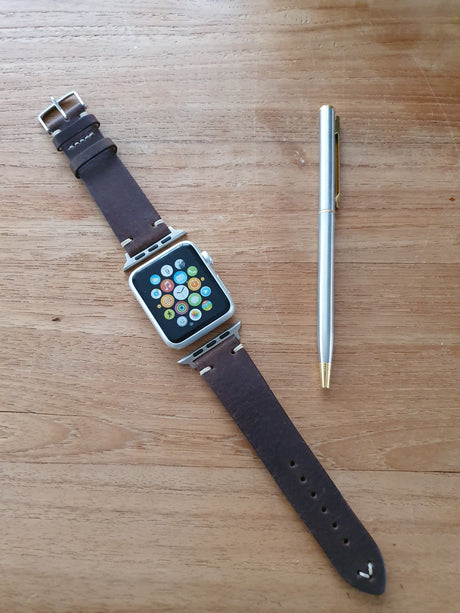Apple Watch Strap - Vintage Leather - Tobacco & Dark Brown & Black