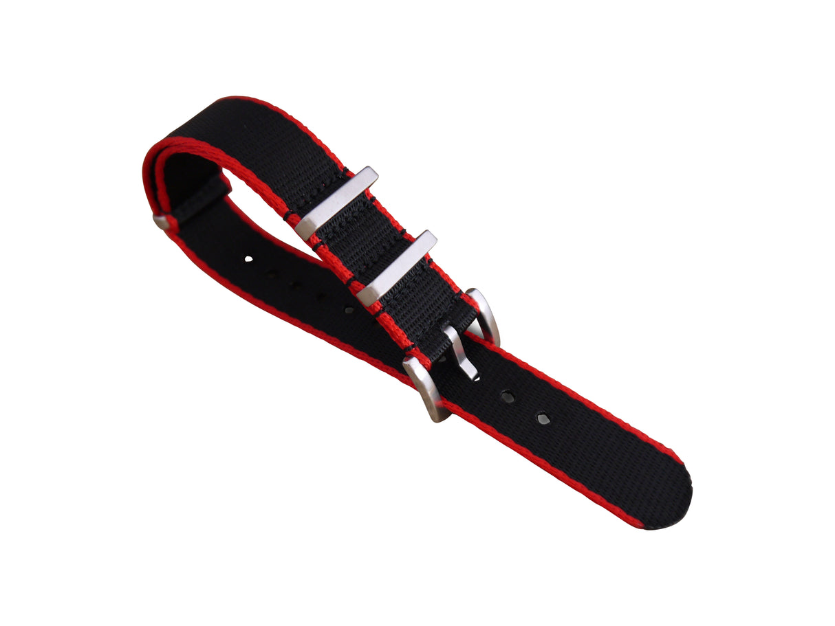 Premium NATO Strap - Black / Red lines