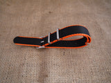 Premium NATO Strap - Black / Orange lines