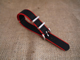 Premium NATO Strap - Black / Red lines