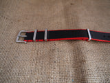 Premium NATO Strap - Black / Red lines