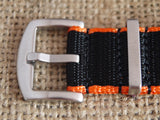 Premium NATO Strap - Black / Orange lines