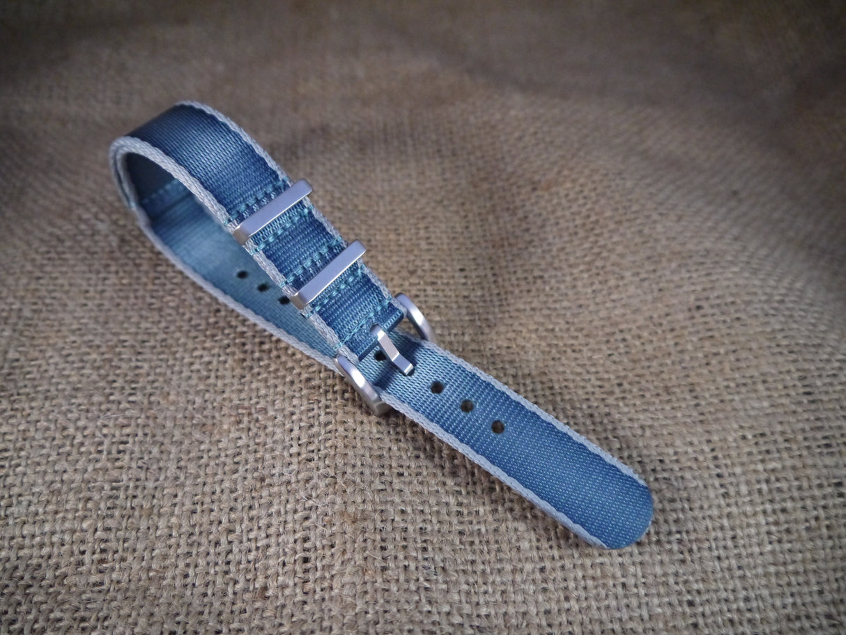 Premium NATO Strap - Blue / Grey lines