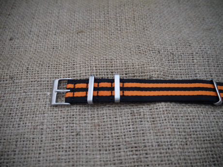 Premium Slim NATO Strap - Orange and black