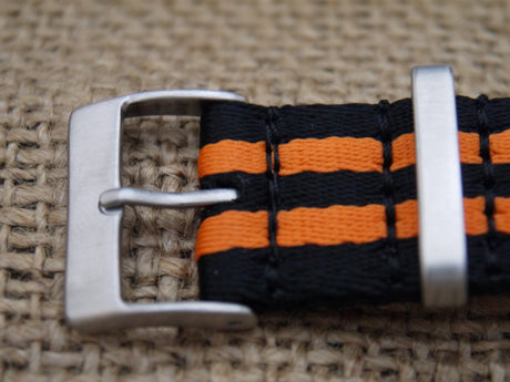Premium Slim NATO Strap - Orange and black