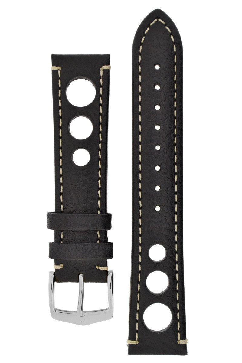 Watch Strap Hirsch Rally Leather - Black/White