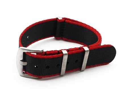 Premium NATO Strap - Black / Red lines