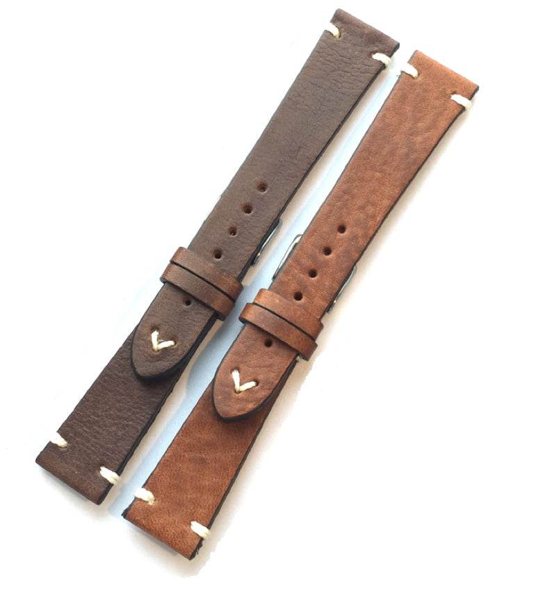 Watch Strap Vintage Leather by STRPS® - Tobacco & Dark Brown & Black