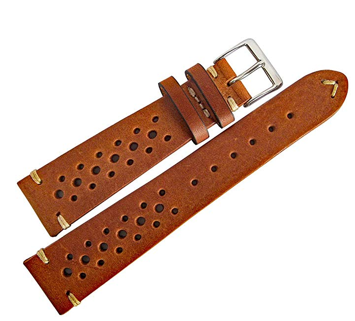 Apple Watch Bandje - Racing Vintage Leer - Tobacco, Donkerbruin & Zwart