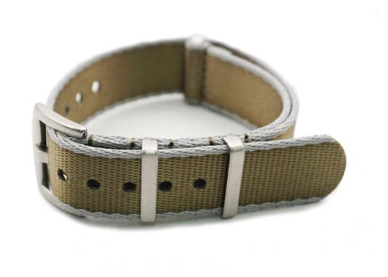 Premium NATO Strap - Khaki / Grey lines